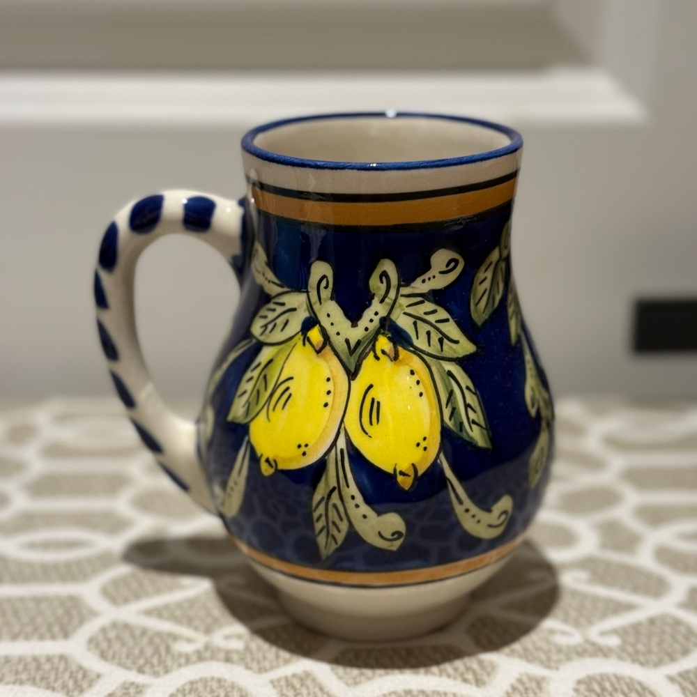Vintage rare Le Souk Ceramique 'Citronique' large stoneware pitcher from Tunisia